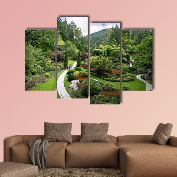 Beautiful Butchart Garden Canvas Wall Art-4 Pop-Gallery Wrap-50" x 32"-Tiaracle