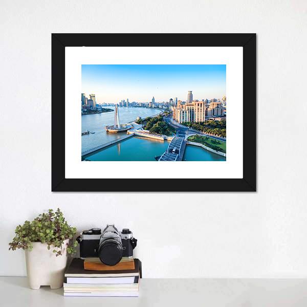 Beautiful Huangpu River Canvas Wall Art-1 Piece-Framed Print-20" x 16"-Tiaracle