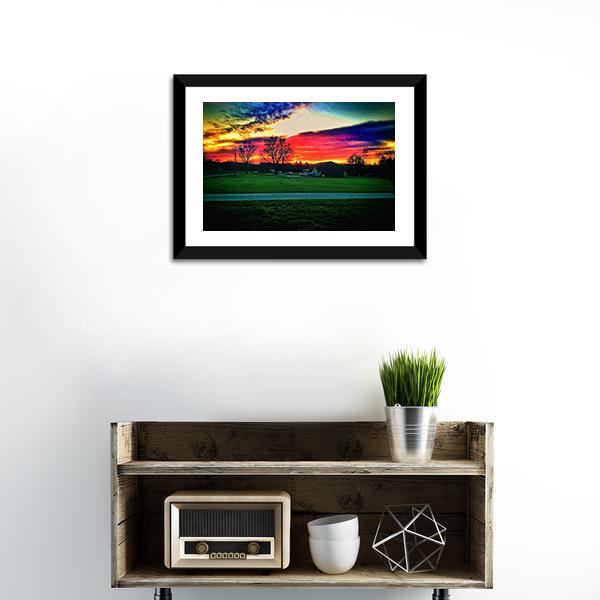 Beautiful Indiana Sunset Canvas Wall Art-1 Piece-Framed Print-20" x 16"-Tiaracle