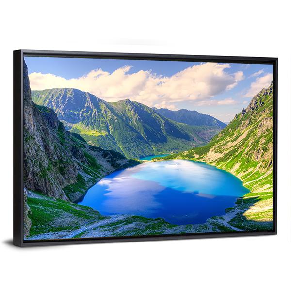 Beautiful Lake In Mountains Canvas Wall Art-3 Horizontal-Gallery Wrap-25" x 16"-Tiaracle