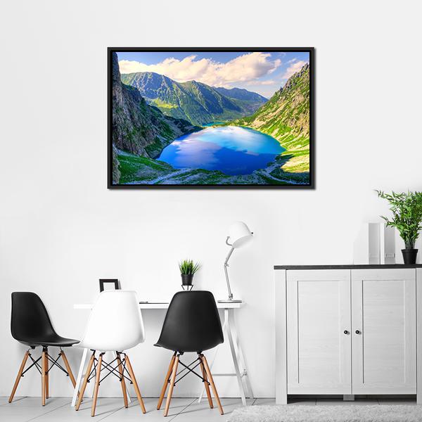 Beautiful Lake In Mountains Canvas Wall Art-3 Horizontal-Gallery Wrap-25" x 16"-Tiaracle