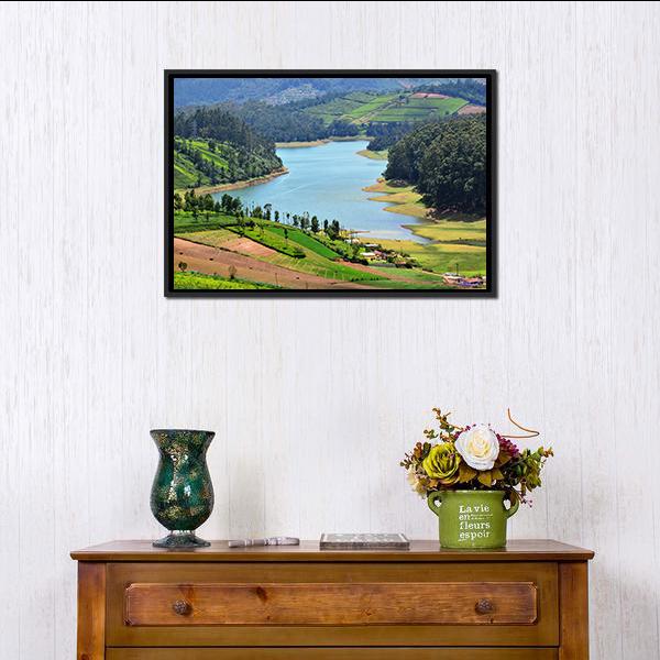 Beautiful Lake View Canvas Wall Art-1 Piece-Floating Frame-24" x 16"-Tiaracle