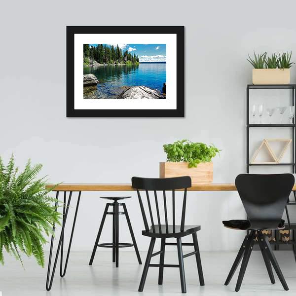 Beautiful Landscape With Lake Canvas Wall Art-3 Horizontal-Gallery Wrap-25" x 16"-Tiaracle