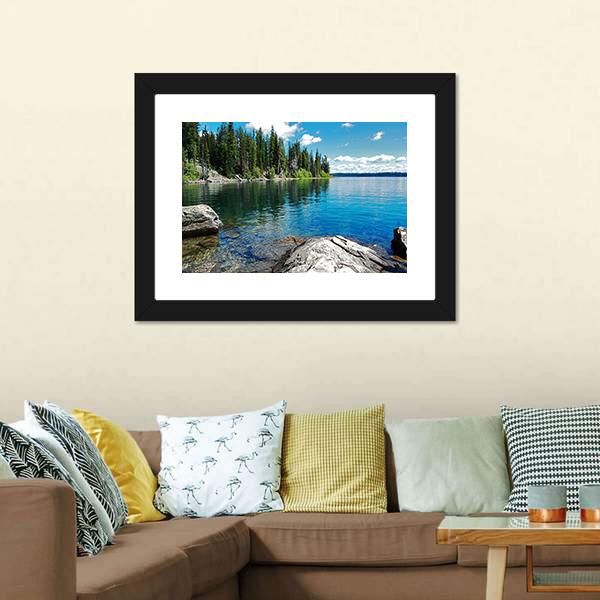 Beautiful Landscape With Lake Canvas Wall Art-3 Horizontal-Gallery Wrap-25" x 16"-Tiaracle