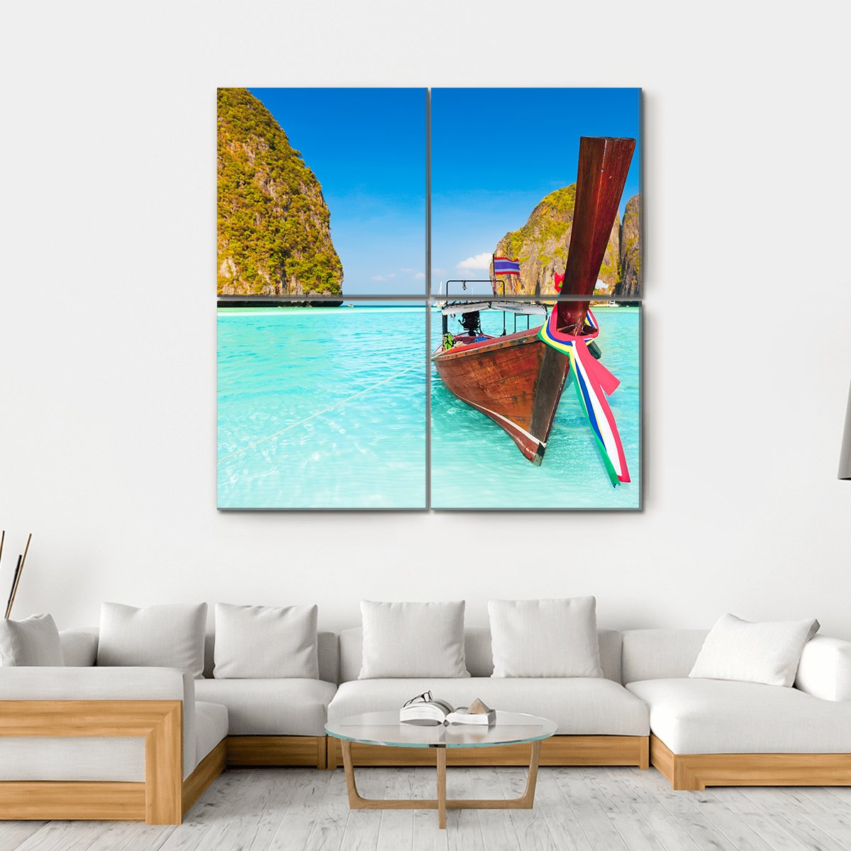 Beautiful Maya Bay Canvas Wall Art-4 Square-Gallery Wrap-17" x 17"-Tiaracle