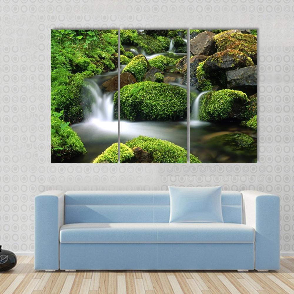 Beautiful Mountain Stream Canvas Wall Art-3 Horizontal-Gallery Wrap-37" x 24"-Tiaracle