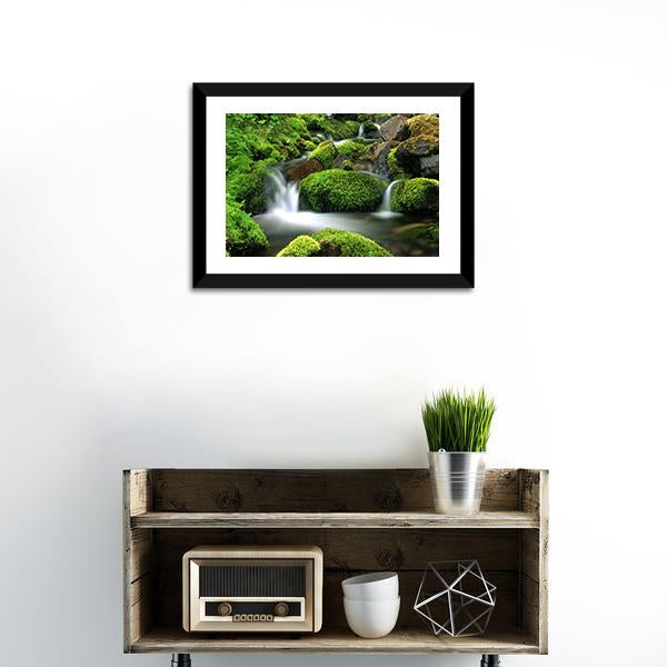 Beautiful Mountain Stream Canvas Wall Art-1 Piece-Framed Print-20" x 16"-Tiaracle