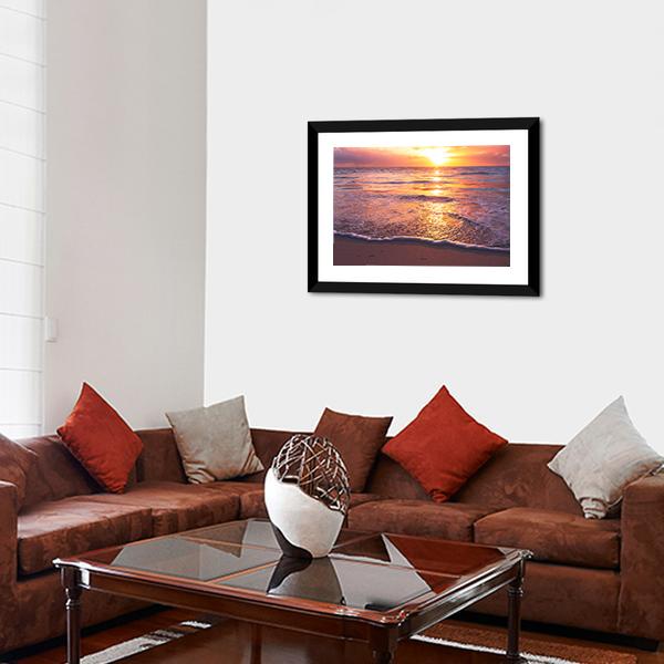 Beautiful Sea Sunset Canvas Wall Art-5 Horizontal-Gallery Wrap-22" x 12"-Tiaracle