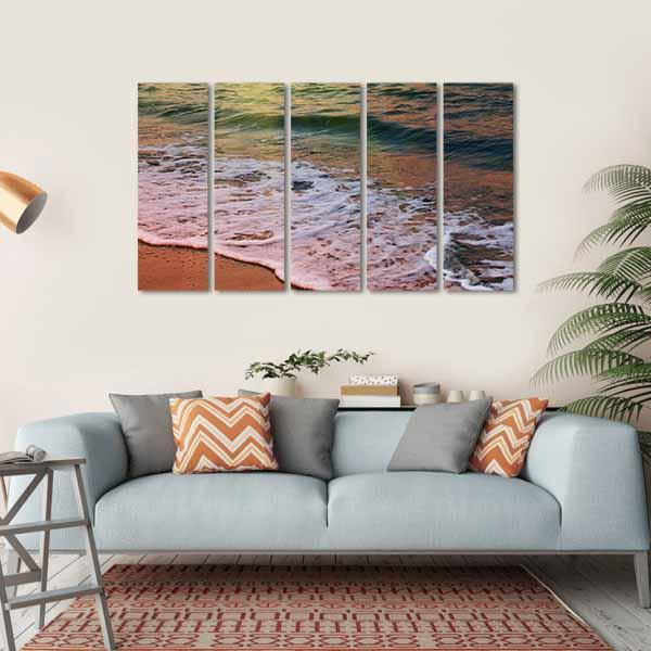 Beautiful Sea Sunset Canvas Wall Art-5 Horizontal-Gallery Wrap-22" x 12"-Tiaracle