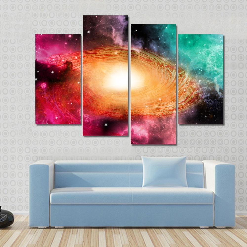 Beautiful Spiral Galaxy Canvas Wall Art-4 Pop-Gallery Wrap-50" x 32"-Tiaracle