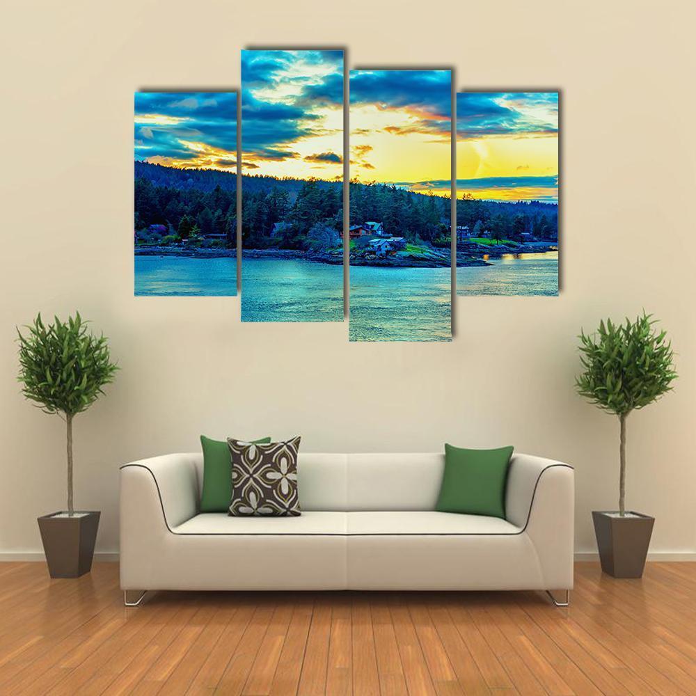 Beautiful Strait Of Georgia Landscape Canvas Wall Art-4 Pop-Gallery Wrap-50" x 32"-Tiaracle