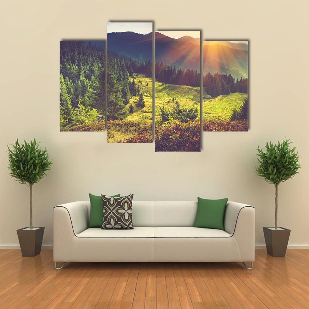 Beautiful Summer Landscape Canvas Wall Art-4 Pop-Gallery Wrap-50" x 32"-Tiaracle