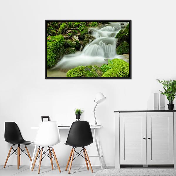 Stream Of Water Canvas Wall Art-3 Horizontal-Gallery Wrap-25" x 16"-Tiaracle