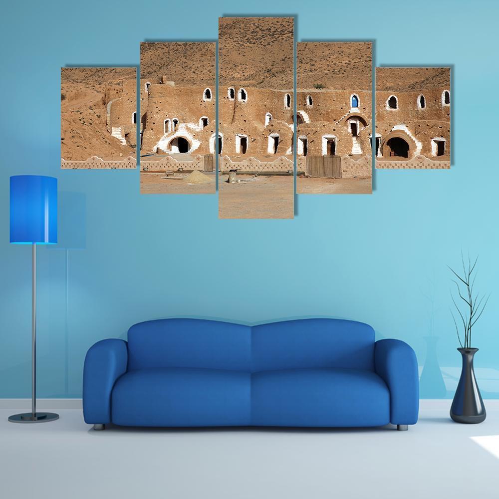 Bedouin House Tunisia Canvas Wall Art-5 Star-Gallery Wrap-62" x 32"-Tiaracle