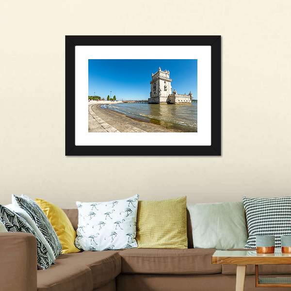 Belem Tower In Lisbon Canvas Wall Art-1 Piece-Framed Print-20" x 16"-Tiaracle