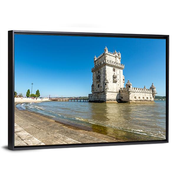 Belem Tower In Lisbon Canvas Wall Art-3 Horizontal-Gallery Wrap-25" x 16"-Tiaracle