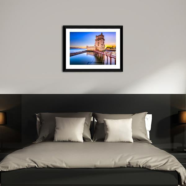 Belem Tower On Tagus River Vertical Canvas Wall Art-3 Vertical-Gallery Wrap-12" x 25"-Tiaracle