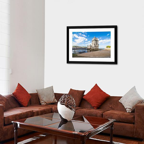Belem Tower Portugal Panoramic Canvas Wall Art-1 Piece-36" x 12"-Tiaracle