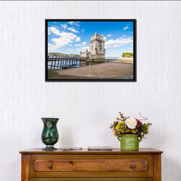 Belem Tower Portugal Vertical Canvas Wall Art-3 Vertical-Gallery Wrap-12" x 25"-Tiaracle