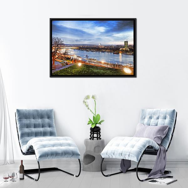 Belgrade City Serbia Panoramic Canvas Wall Art-1 Piece-36" x 12"-Tiaracle