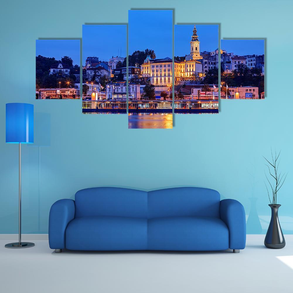 Belgrade With River Canvas Wall Art-5 Star-Gallery Wrap-62" x 32"-Tiaracle