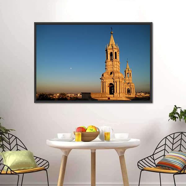 Bell Tower In Arequipa Canvas Wall Art-3 Horizontal-Gallery Wrap-25" x 16"-Tiaracle