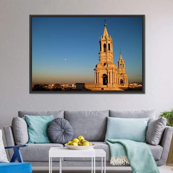 Bell Tower In Arequipa Canvas Wall Art-3 Horizontal-Gallery Wrap-25" x 16"-Tiaracle