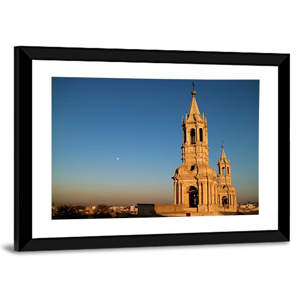 Bell Tower In Arequipa Canvas Wall Art-3 Horizontal-Gallery Wrap-25" x 16"-Tiaracle