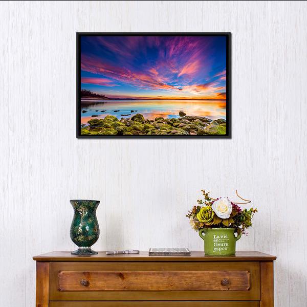 Benbrook Lake Canvas Wall Art-1 Piece-Floating Frame-36" x 24"-Tiaracle