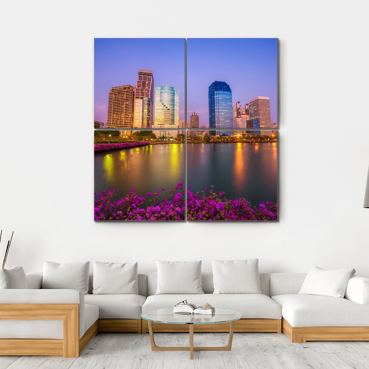 Benjakitti Park Bangkok Canvas Wall Art-4 Square-Gallery Wrap-17" x 17"-Tiaracle