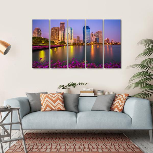 Benjakitti Park Bangkok Canvas Wall Art-5 Horizontal-Gallery Wrap-22" x 12"-Tiaracle