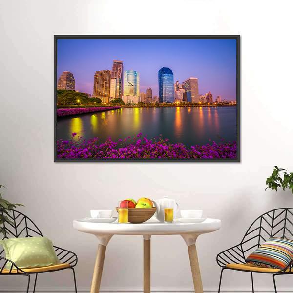 Benjakitti Park Bangkok Canvas Wall Art-3 Horizontal-Gallery Wrap-25" x 16"-Tiaracle