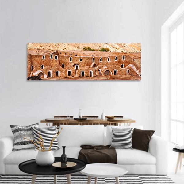 Berber Dwelling Matmata Panoramic Canvas Wall Art-1 Piece-36" x 12"-Tiaracle