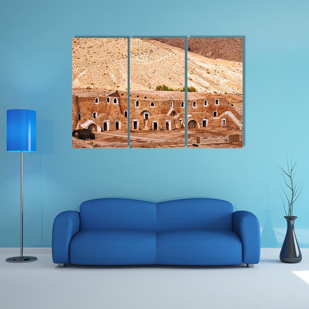 Berber Dwelling Matmata Canvas Wall Art-3 Horizontal-Gallery Wrap-37" x 24"-Tiaracle