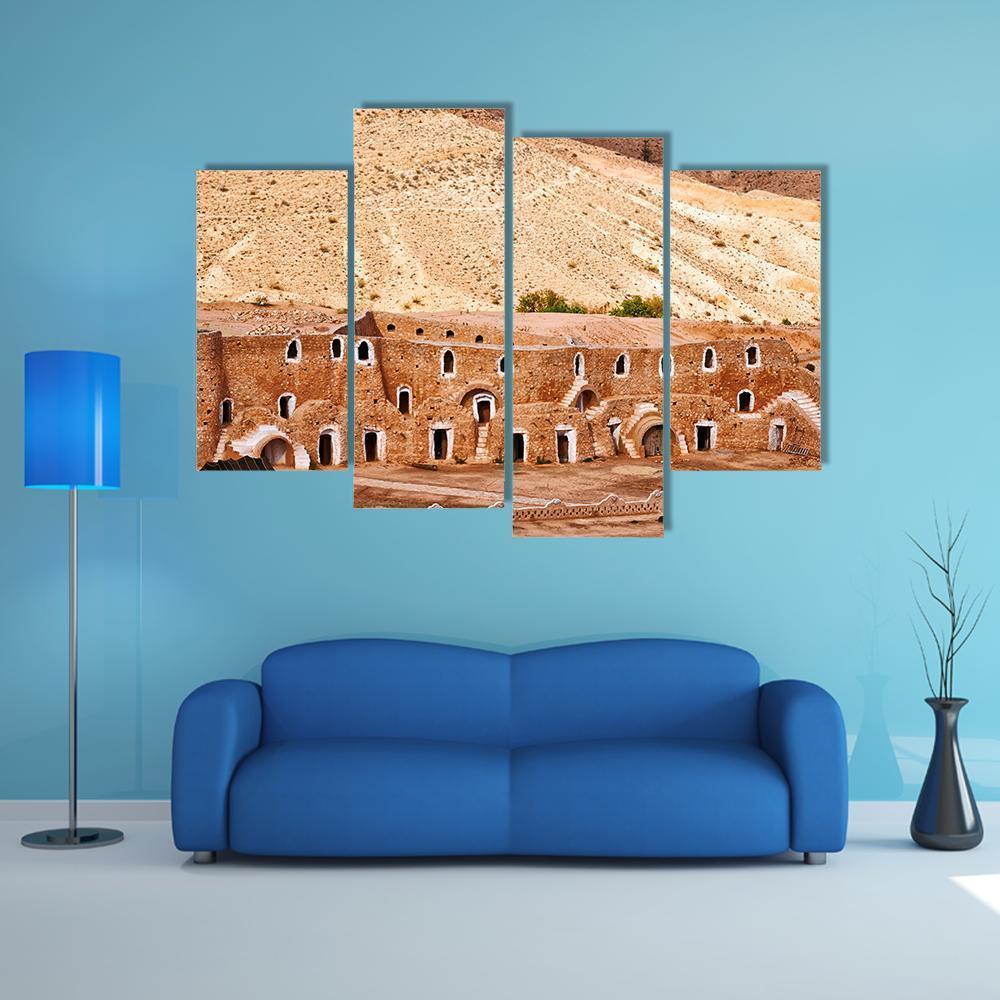 Berber Dwelling Matmata Canvas Wall Art-4 Pop-Gallery Wrap-50" x 32"-Tiaracle