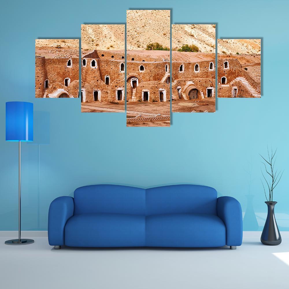 Berber Dwelling Matmata Canvas Wall Art-5 Star-Gallery Wrap-62" x 32"-Tiaracle
