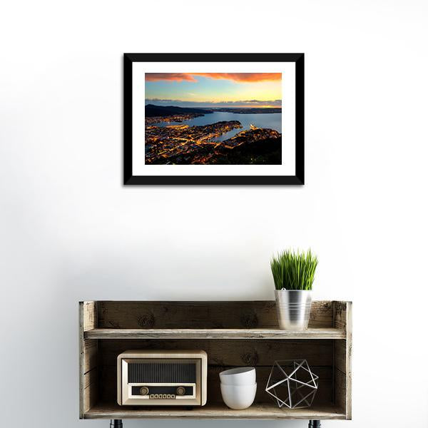 Bergen In Norway Canvas Wall Art-1 Piece-Framed Print-20" x 16"-Tiaracle