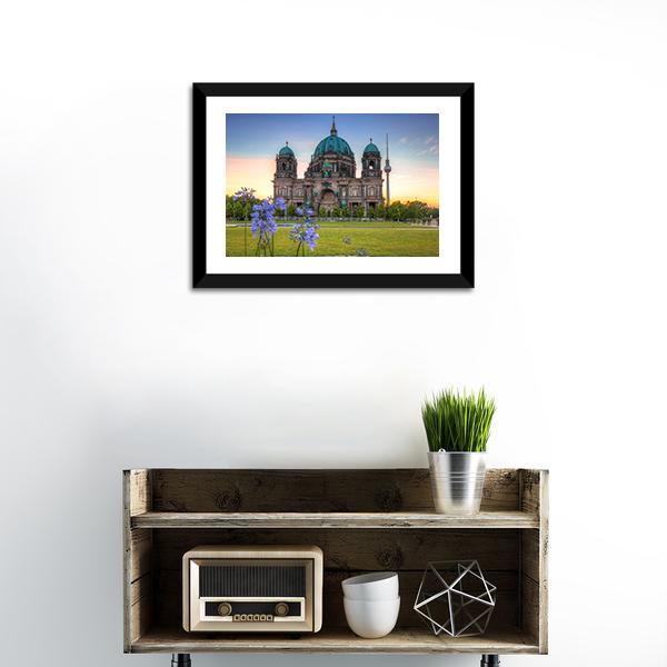 Berlin Cathedral At Sunrise Canvas Wall Art-1 Piece-Framed Print-20" x 16"-Tiaracle