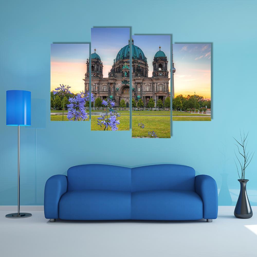 Berlin Cathedral At Sunrise Canvas Wall Art-4 Pop-Gallery Wrap-50" x 32"-Tiaracle