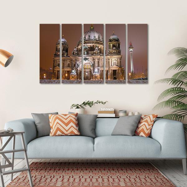Berlin Cathedral In Winter Canvas Wall Art-5 Horizontal-Gallery Wrap-22" x 12"-Tiaracle