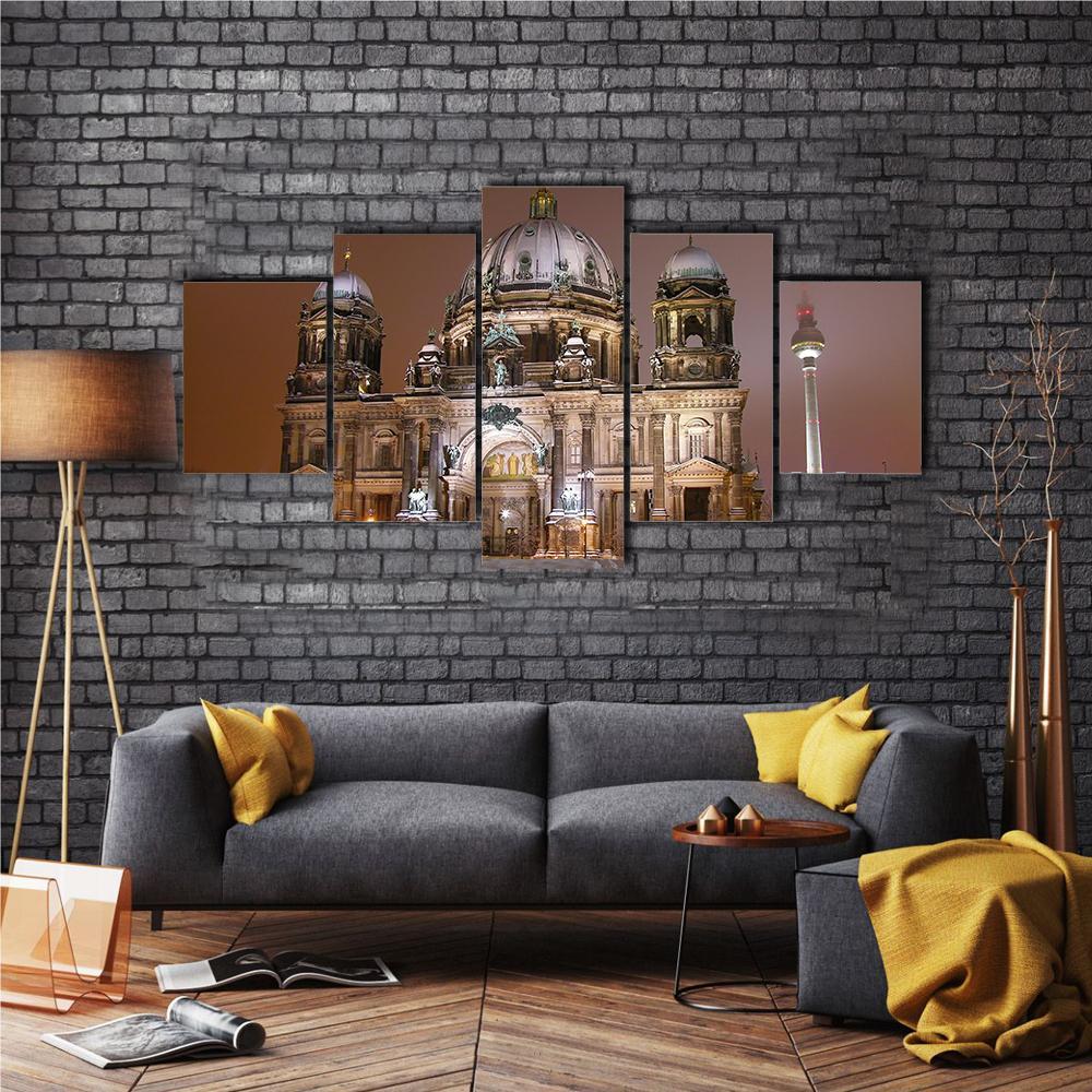 Berlin Cathedral In Winter Canvas Wall Art-5 Star-Gallery Wrap-62" x 32"-Tiaracle