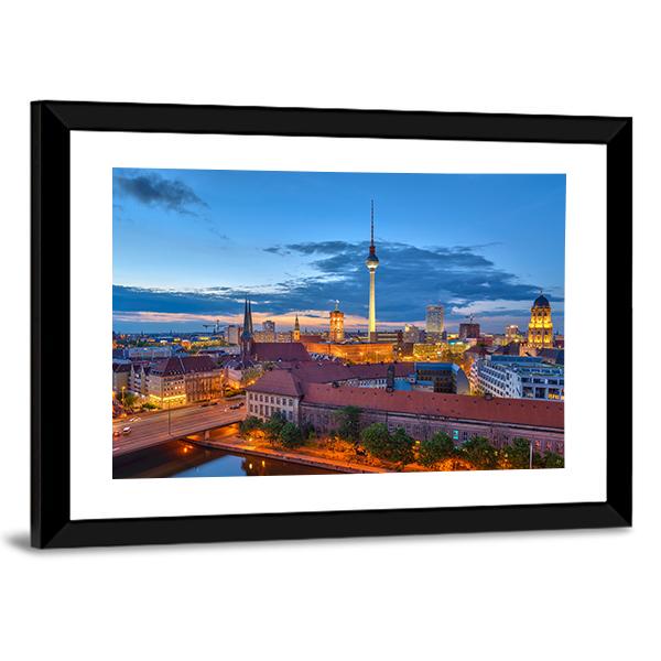 Berlin City Skyline Canvas Wall Art-3 Horizontal-Gallery Wrap-25" x 16"-Tiaracle