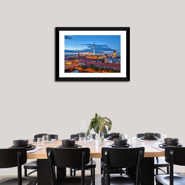 Berlin City Skyline Canvas Wall Art-3 Horizontal-Gallery Wrap-25" x 16"-Tiaracle