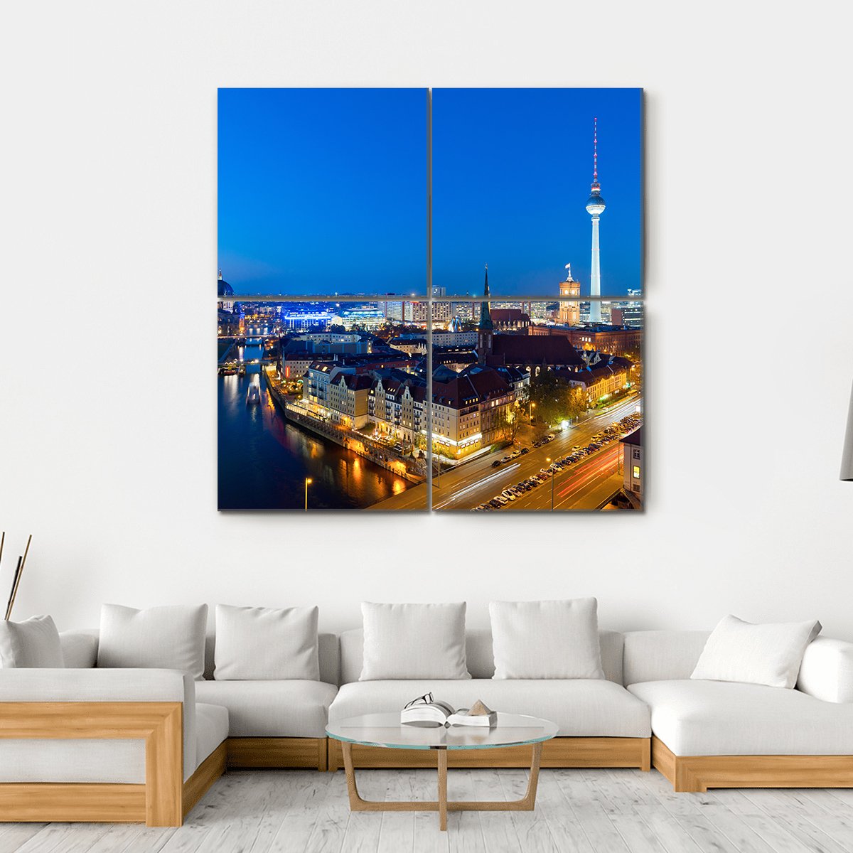 Berlin Cityscape Canvas Wall Art-4 Square-Gallery Wrap-17" x 17"-Tiaracle