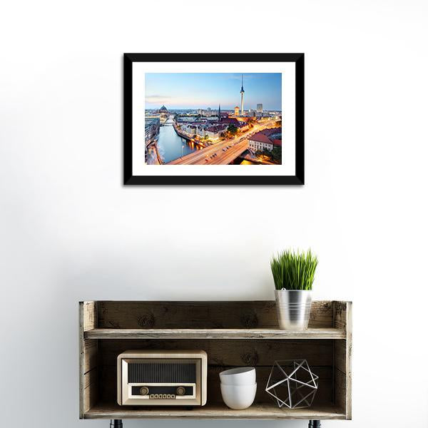 Berlin Skyline Canvas Wall Art-1 Piece-Framed Print-30" x 20"-Tiaracle