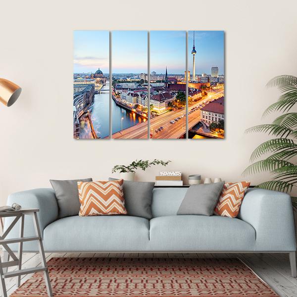 Berlin Skyline Canvas Wall Art-4 Horizontal-Gallery Wrap-34" x 24"-Tiaracle