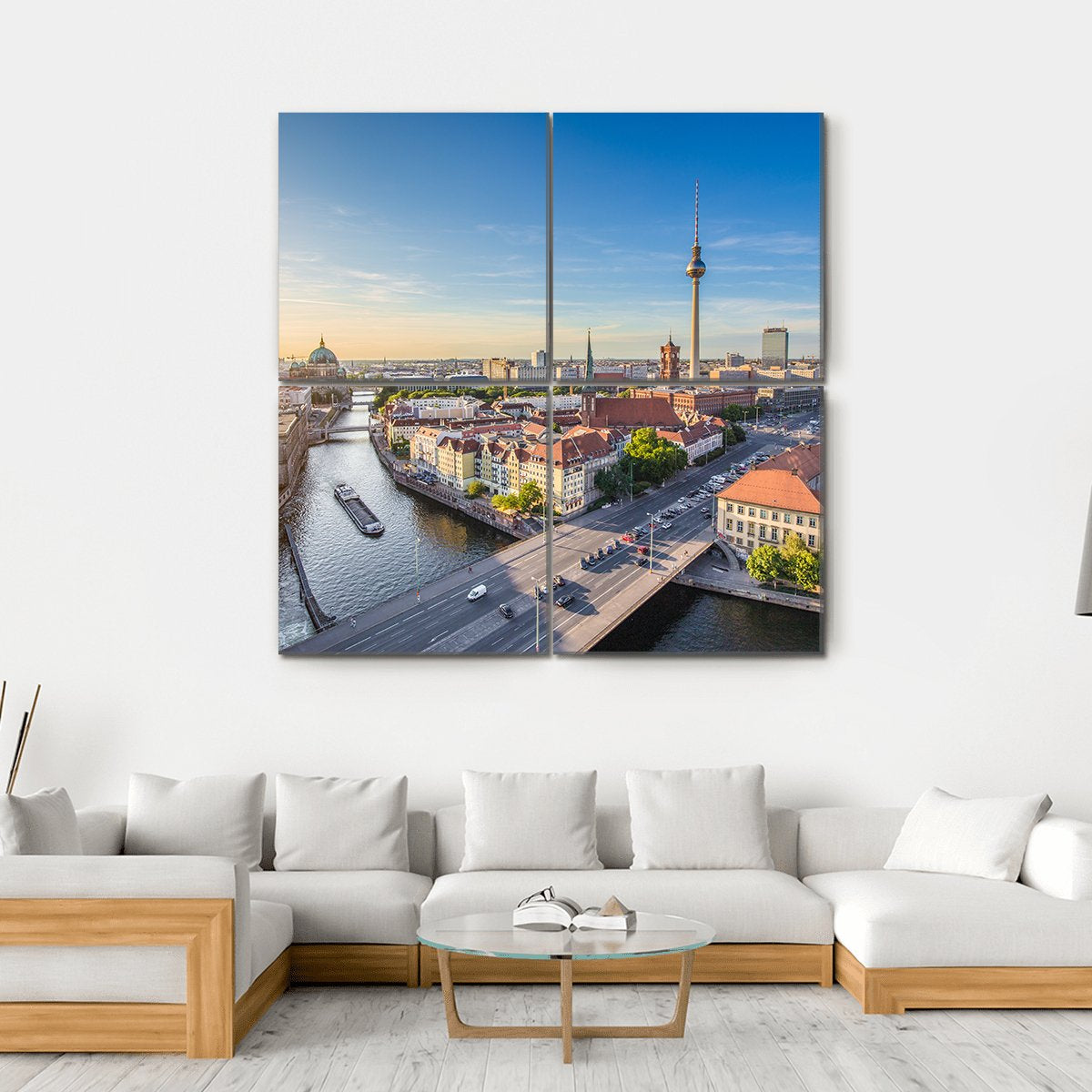 Berlin Skyline Canvas Wall Art-4 Square-Gallery Wrap-17" x 17"-Tiaracle