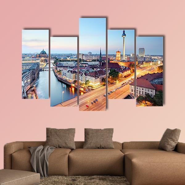 Berlin Skyline Canvas Wall Art-5 Pop-Gallery Wrap-47" x 32"-Tiaracle