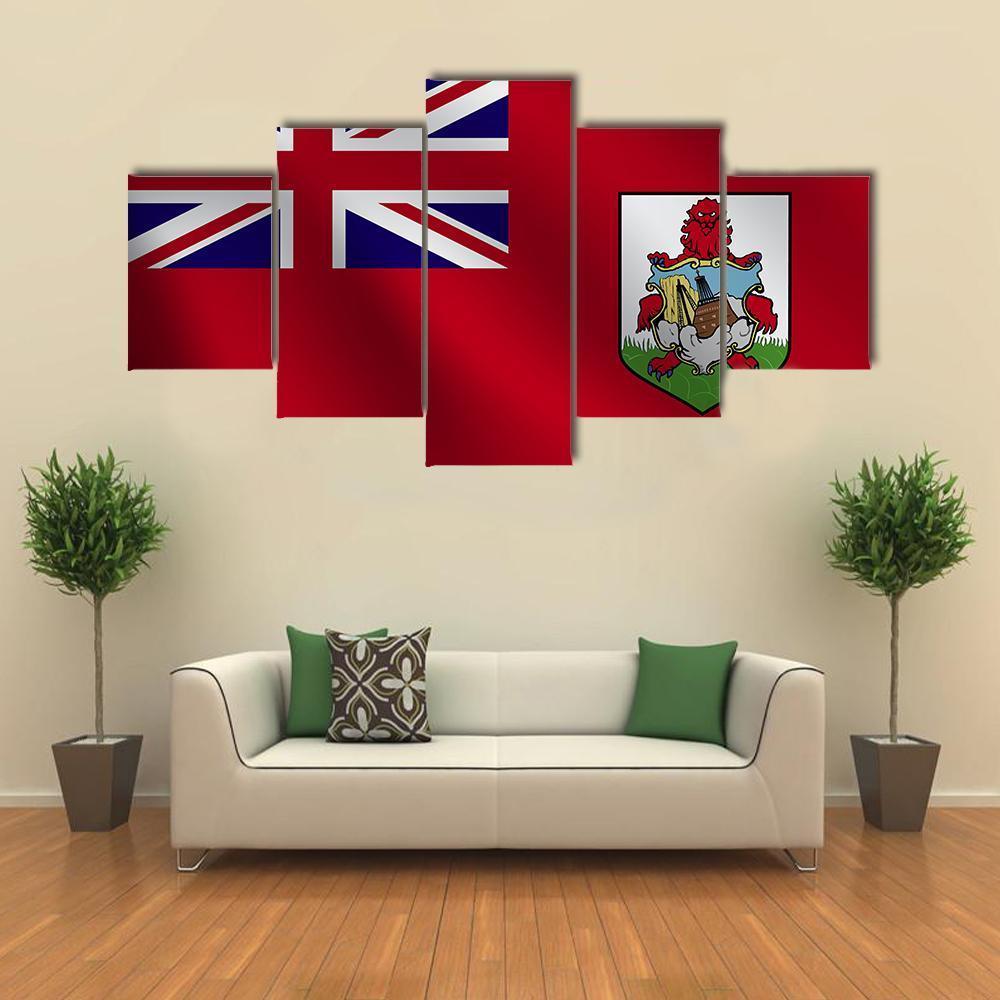 Bermuda Flag Canvas Wall Art-5 Star-Gallery Wrap-62" x 32"-Tiaracle