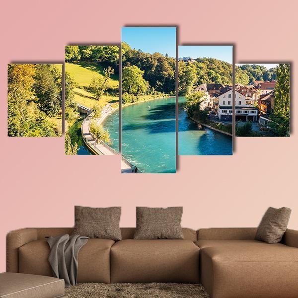 Bern Old Town Canvas Wall Art-5 Star-Gallery Wrap-62" x 32"-Tiaracle